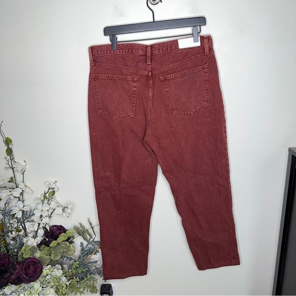 RE/DONE 70's High Rise Stove Pipe Jeans Washed Brick Brown Red Sz  {3K11} - Picture 4 of 7
